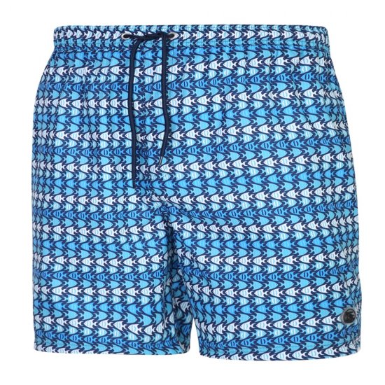 Espionage SW086 Short de Bain Imprimé Poissons Bleu - Vêtements de bain - Maillots/Shorts de bain Grande Taille pour Hommes 