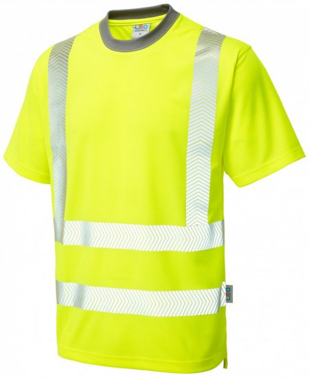 Leo Larkstone Coolviz Plus T-shirt Hi-Vis Yellow - Vêtements de travail - Vêtements de travail grandes tailles