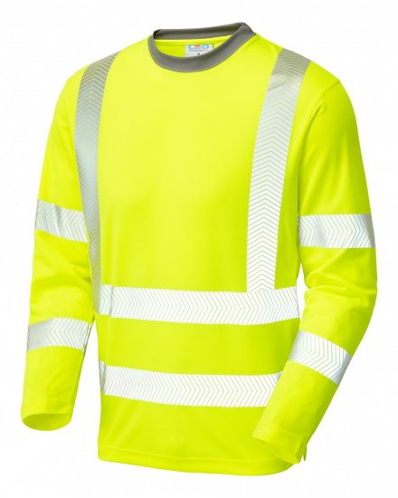 Leo Capstone Coolviz Plus Long Sleeve T-shirt Hi-Vis Yellow - Vêtements de travail - Vêtements de travail grandes tailles