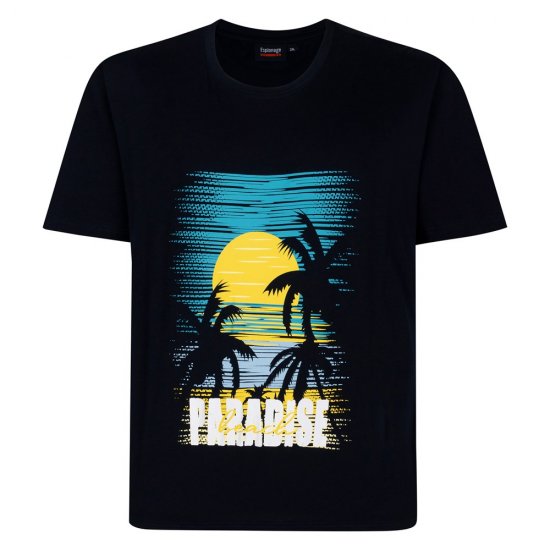 Espionage T448 paradise t-shirt imprimé bleu marine - T-shirts - T-shirts Homme Grande Taille