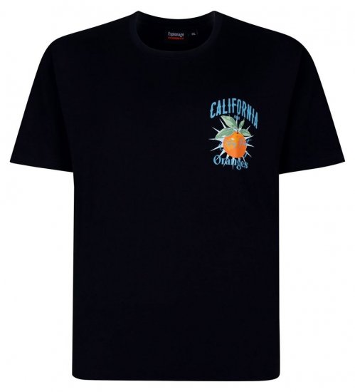 Espionage T449 California Oranges T-shirt imprimé bleu marine - T-shirts - T-shirts Homme Grande Taille