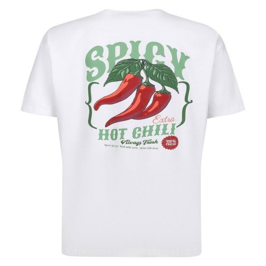 Espionage T457 Spicy Chilli T-shirt imprimé blanc - T-shirts - T-shirts Homme Grande Taille