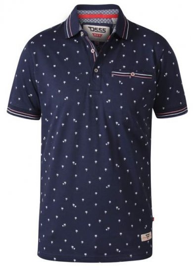 D555 Thames Polo With Chest Pocket Navy - Polos - Polos homme grande taille