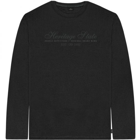 Double Outfitters TS-9171 Long Sleeve T-Shirt Embroidered Black - T-shirts - T-shirts Homme Grande Taille