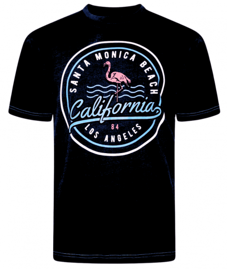 Kam Jeans 5707 Santa Monica Tee Black - T-shirts - T-shirts Homme Grande Taille