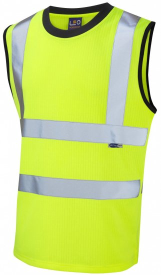 Leo Ashford Comfort Sleeveless T-shirt Hi-Vis Yellow - Vêtements de travail - Vêtements de travail grandes tailles