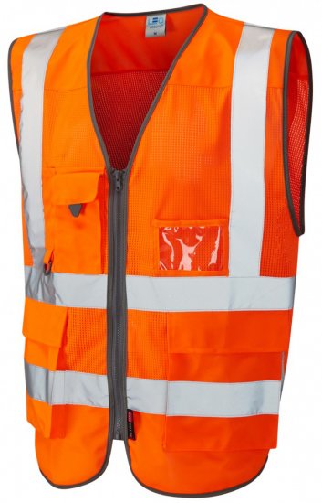 Leo Cobbaton Coolviz Superior Waistcoat Hi-Vis Orange - Vêtements de travail - Vêtements de travail grandes tailles