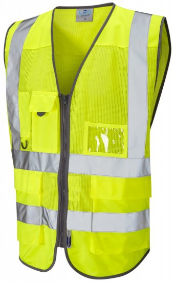 Leo Cobbaton Coolviz Superior Waistcoat Hi-Vis Yellow - Vêtements de travail - Vêtements de travail grandes tailles