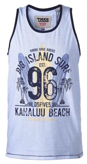 D555 Wirral Hawaii Surf Board Printed Vest Sky Blue - T-shirts - T-shirts Homme Grande Taille