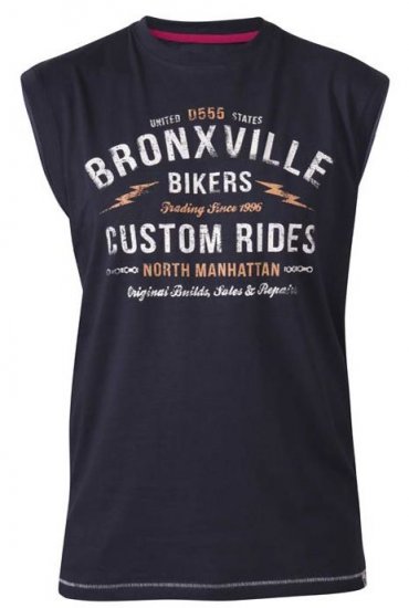 D555 Wrexham Bronxville Biker Printed Sleeveless T-Shirt Navy - T-shirts - T-shirts Homme Grande Taille