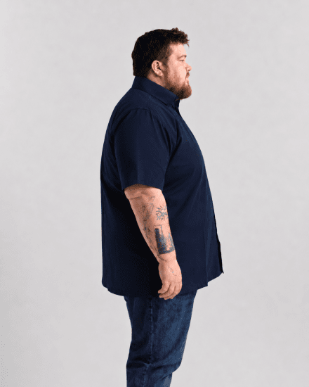 Motley Denim Zagreb Chemise manches courtes Bleu marine - Chemises - Chemises Grandes Tailles Hommes